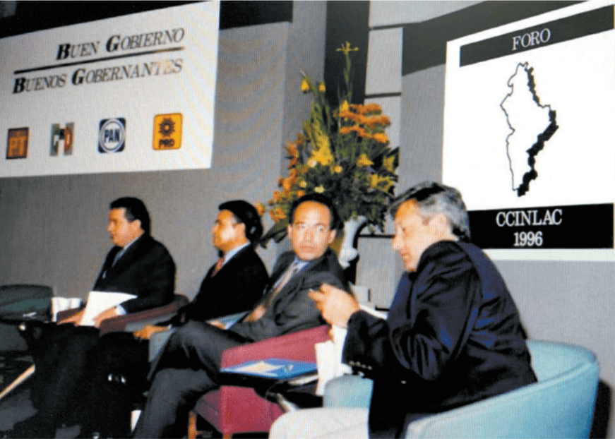 En ese momento nadie imaginó que Calderón (centro) y AMLO (der.) llegarían a ser presidentes de México. Especial