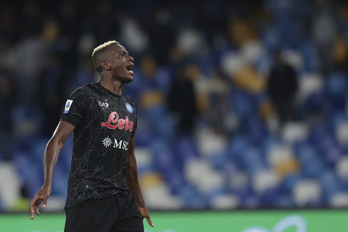Victor Osimhen, en festejo tras triunfo del Napoli (AP)