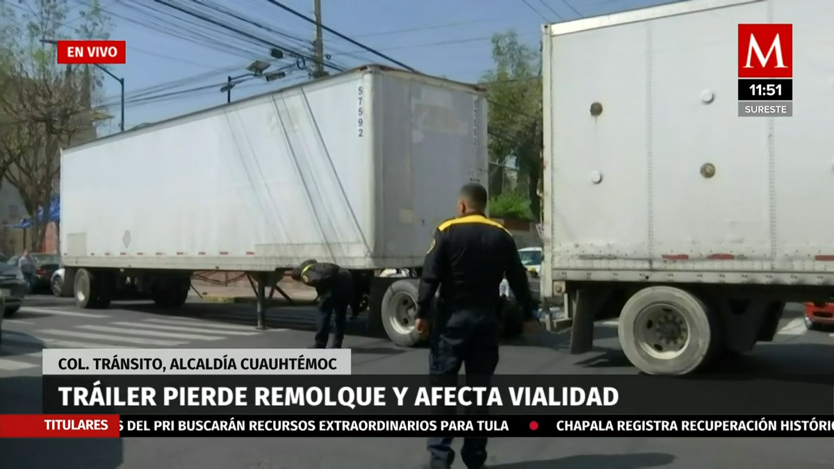 En alcaldía Cuauhtémoc, tráiler pierde remolque y afecta vialidad