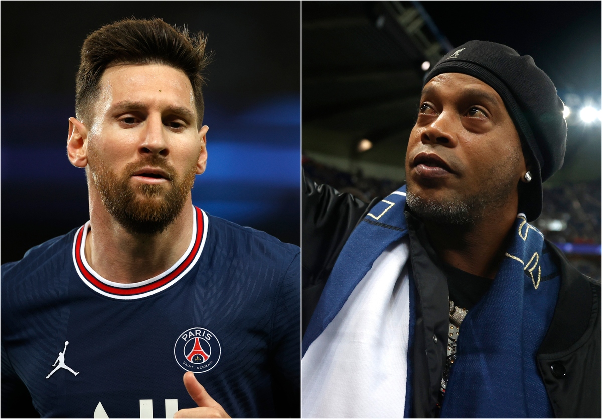Messi se reunió con Ronaldinho en el juego del PSG (Reuters)