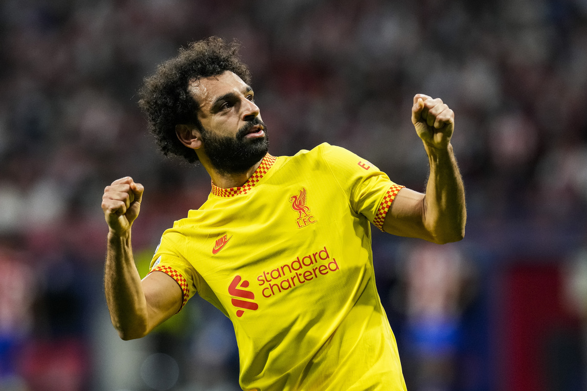 Mohamed Salah en festejo de gol (AP)