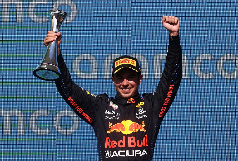 Sergio Pérez subió al podio en el GP de Estados Unidos (AFP)