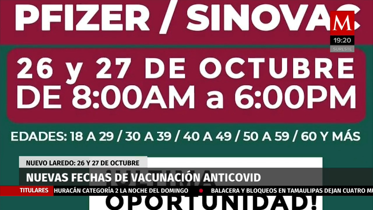 Vacuna covid-19 Tamaulipas. Fechas, municipios y hora dónde se aplica