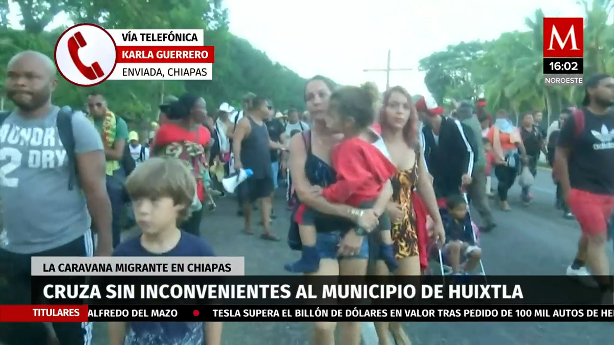 Caravana Migrante logra cruzar sin problemas a Huixtla, Chiapas
