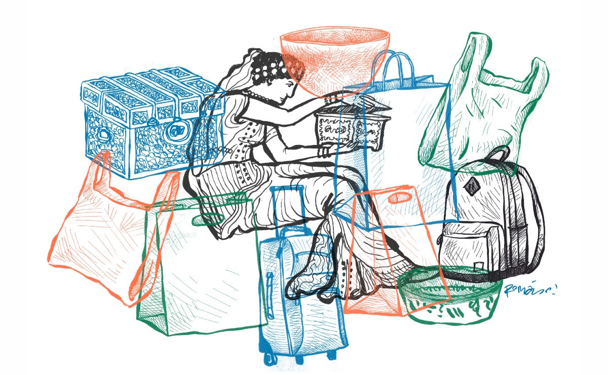 "Probablemente, la primera herramienta no fue un cuchillo de piedra o una lanza, sino un recipiente para atesorar cosas". (Ilustración: Román)