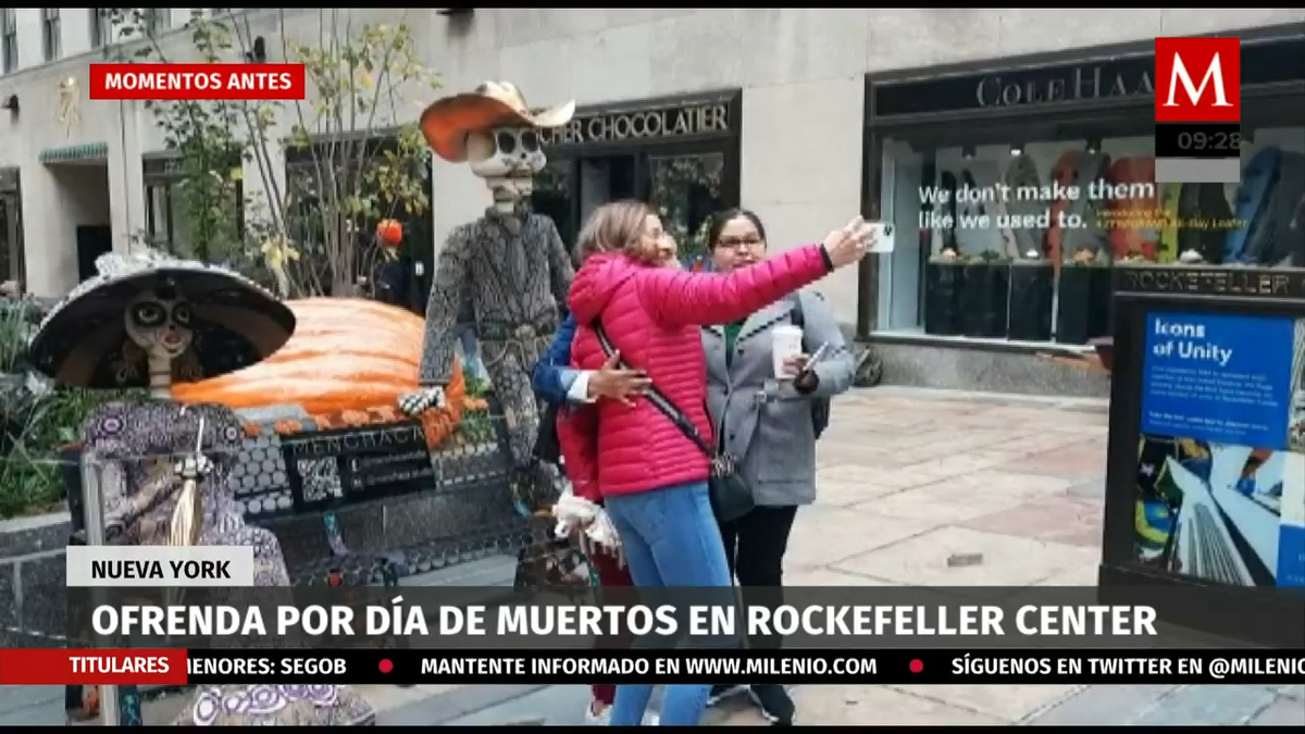 Crean ofrenda por Día de Muertos en Rockefeller Center