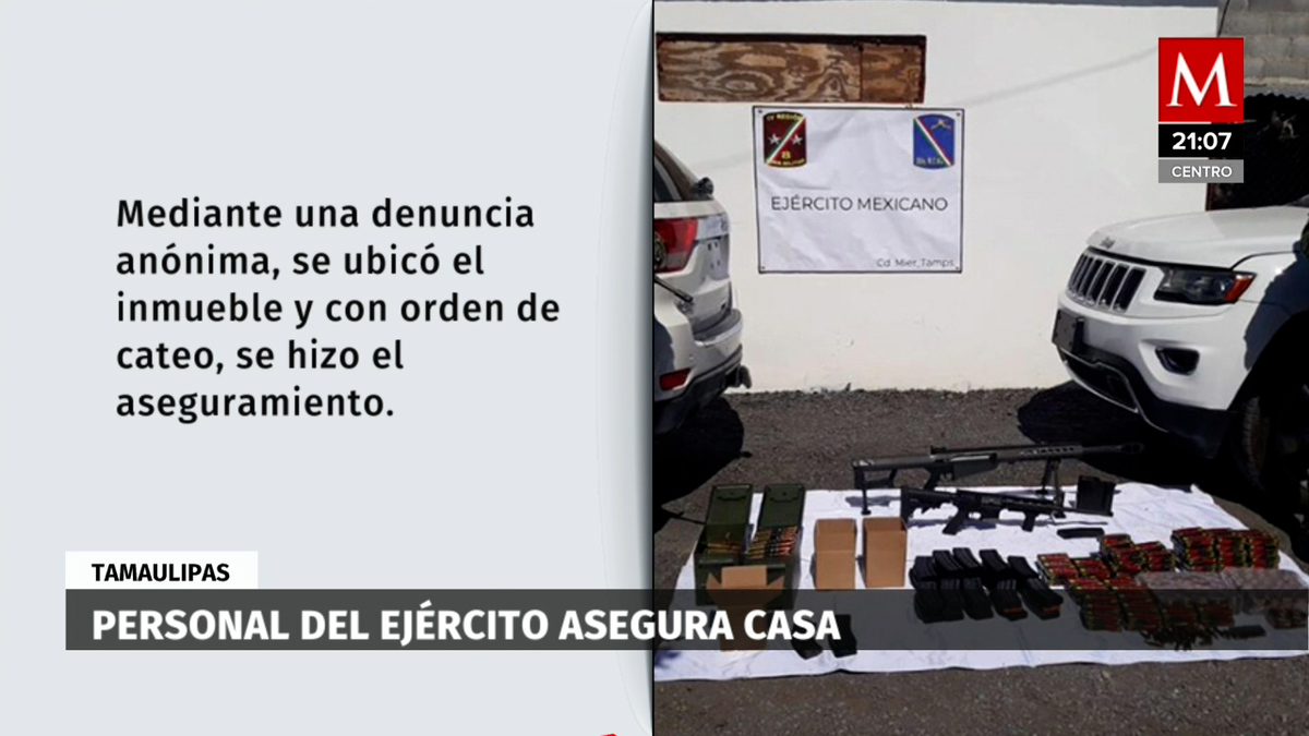 Ejercito decomisa armas de casa seguridad en frontera de Tamaulipas