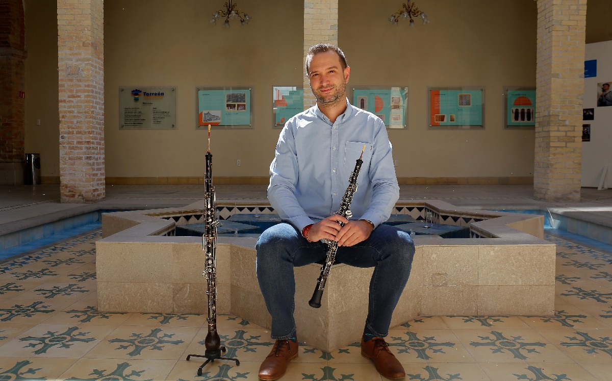 Borja Pareja Agüayo, oboísta de la Camerata de Coahuila. (Mauricio Román)