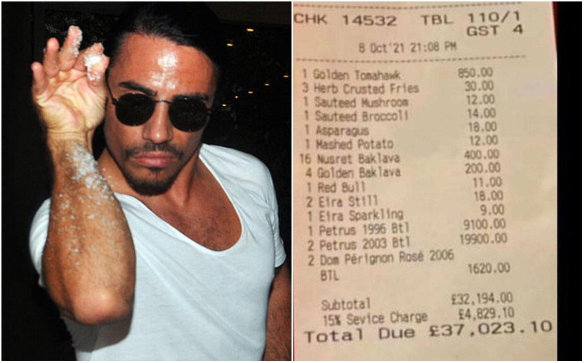 Van a restaurante de Salt Bae y pagan más de un millón de pesos. / twitter