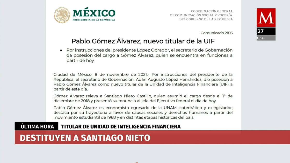 Santiago Nieto deja UIF, AMLO nombra Pablo Gómez Álvarez nuevo titula