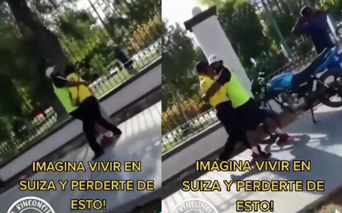 El hombre abraza a un agente de Tránsito y Vialidad de Torreón. (Especial)