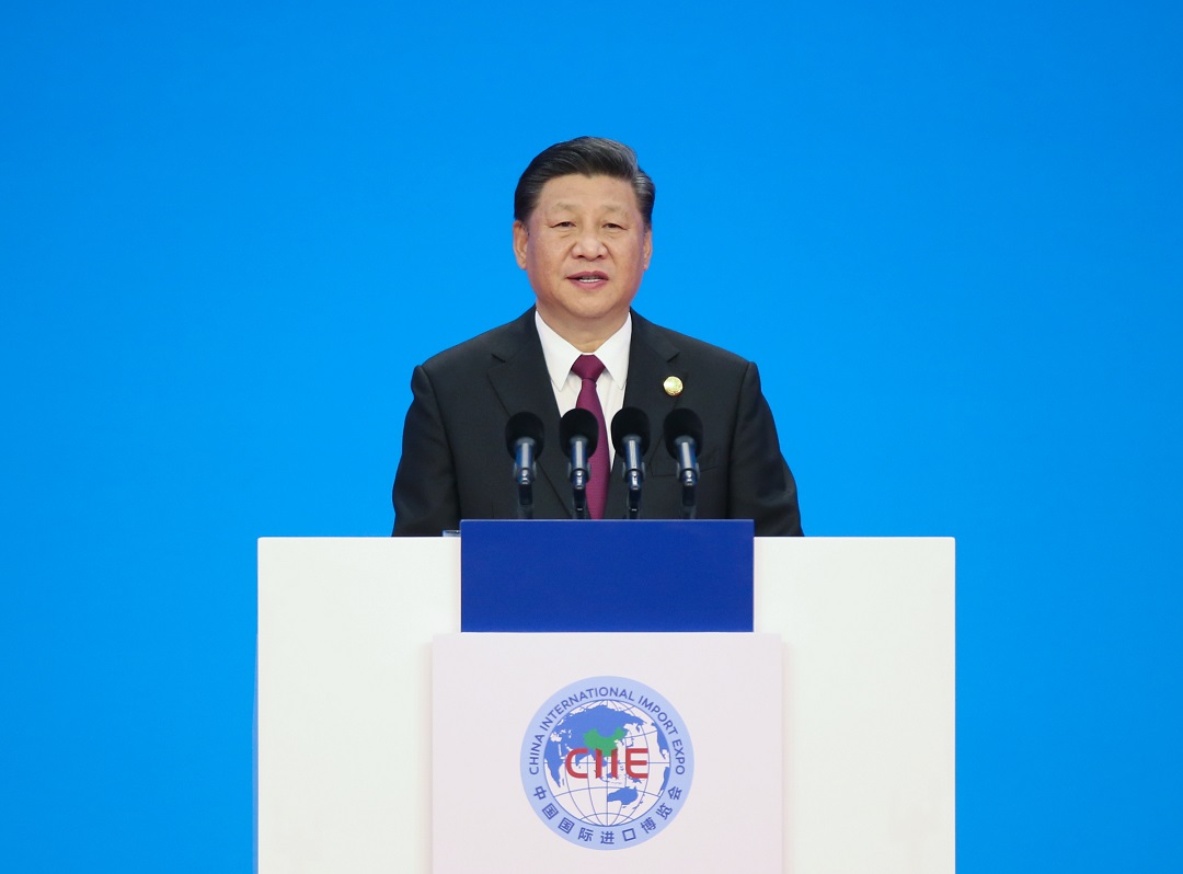 Xi Jinping, presidente de China, en la apertura de la primera Exposición Internacional de Importaciones de China, en Shanghai 2018. (Xinhua/Yao Daw)