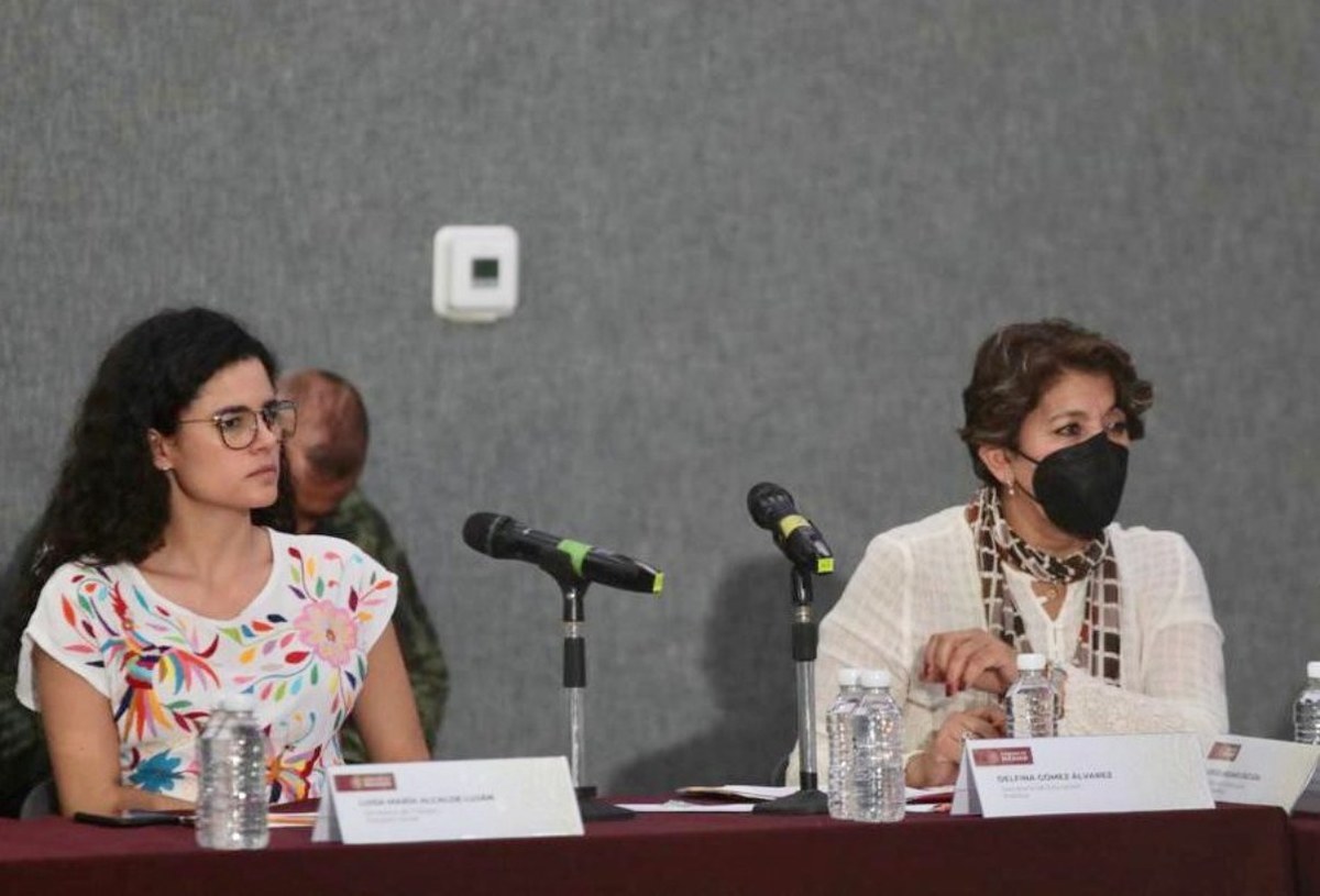 Delfina Gómez, titular de la SEP, durante presentación de Plan de Apoyo en Colima. | Especial