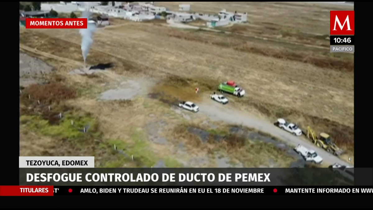 Desfogue controlado de ducto de pemex en Estado de México