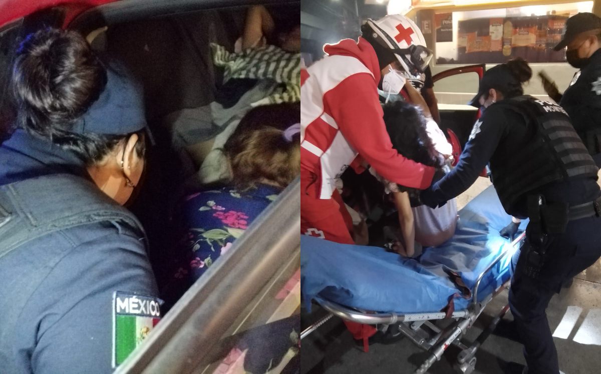 Policía ayuda a mujer a dar a luz en el centro de Monterrey. Foto: Especial.