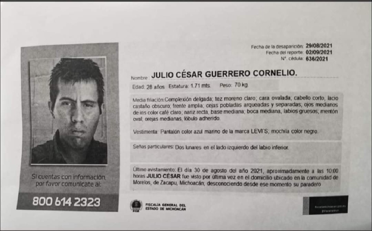 El soldado, Julio César Cornelio Guerrero, desapareció desde el pasado 30 de agosto.