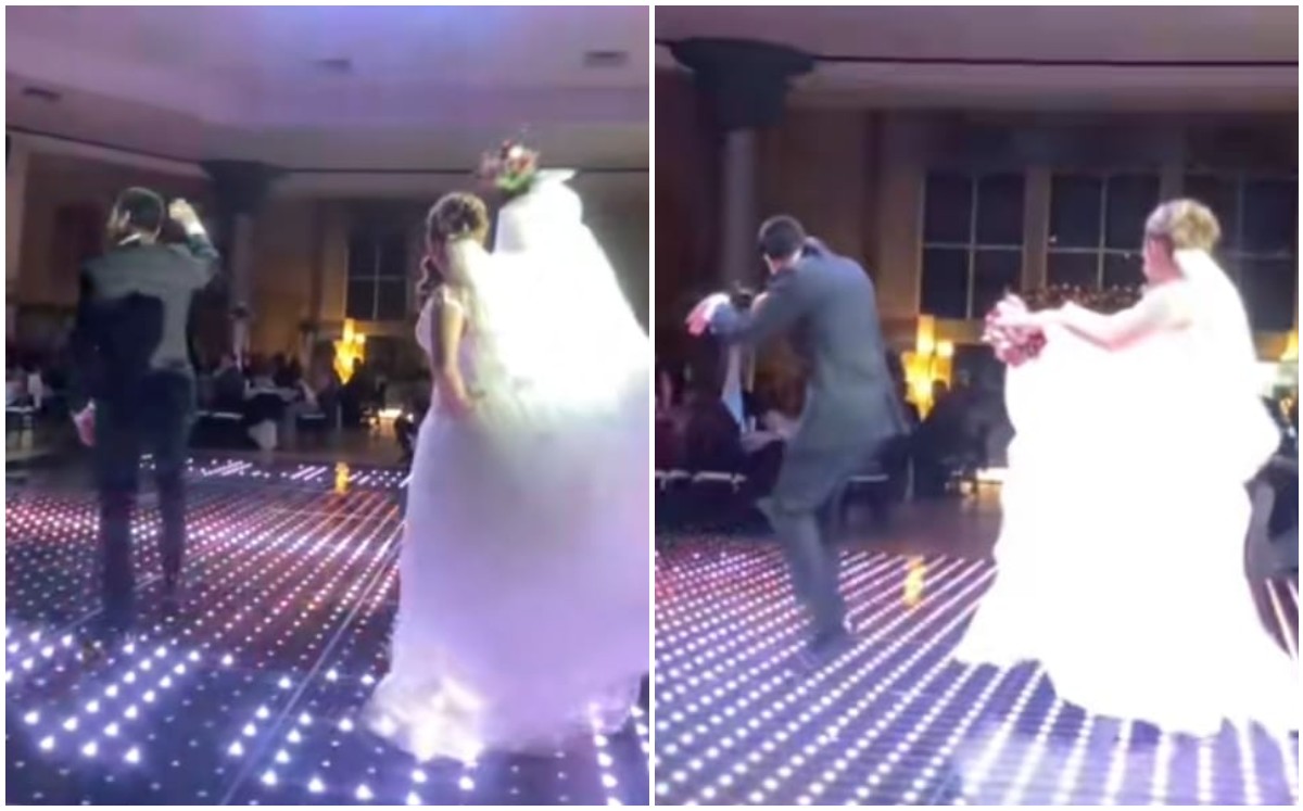 Novios eligen coreografía de TikTok como baile de bodas (Captrua)