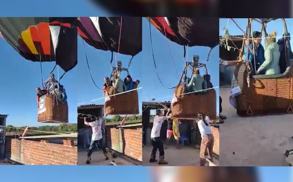 El globo perdió vuelo y aterrizó en la azotea de una casa / capturas video de redes