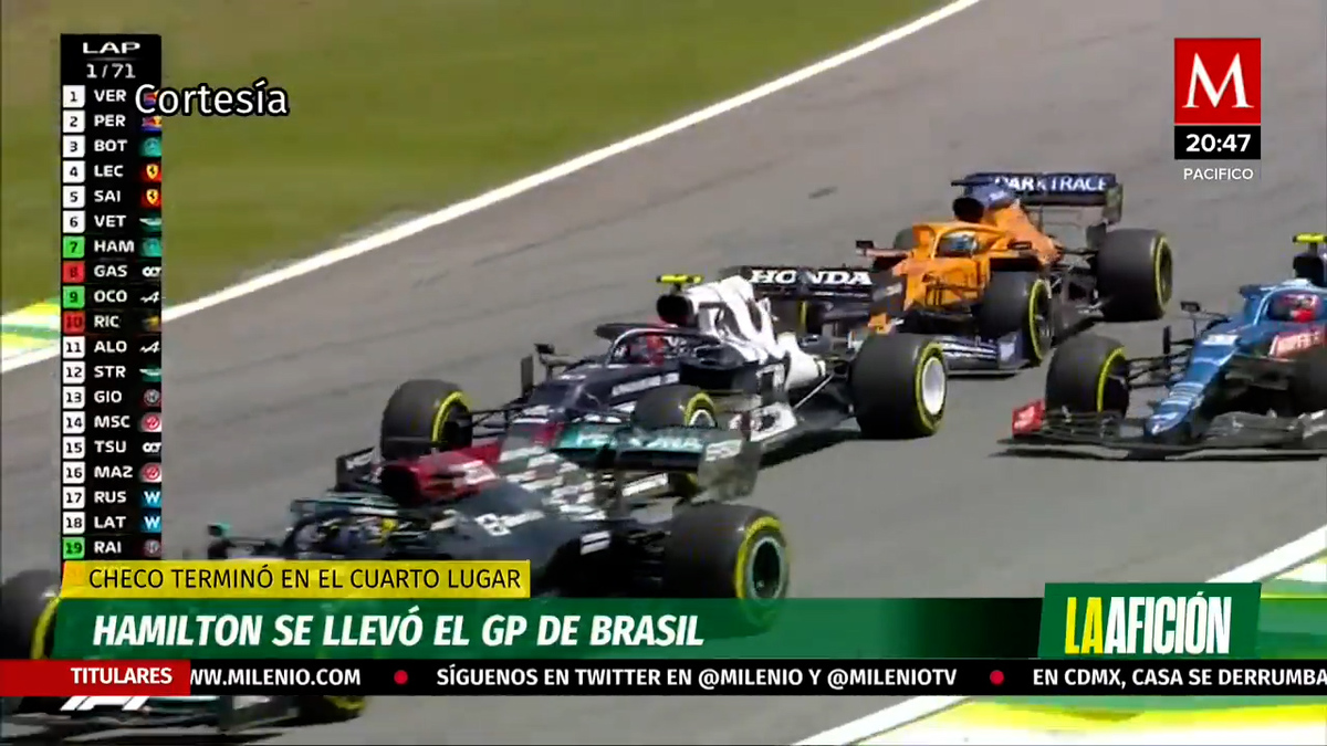 Lewis Hamilton gana el Gran Premio de Brasil, Checo queda en cuarto