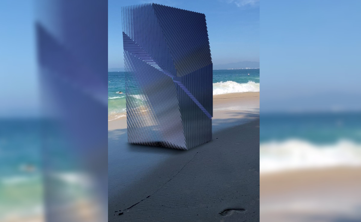 Escultura de realidad aumentada de la exposición Panóptico: Caminar en círculos (Cortesía)