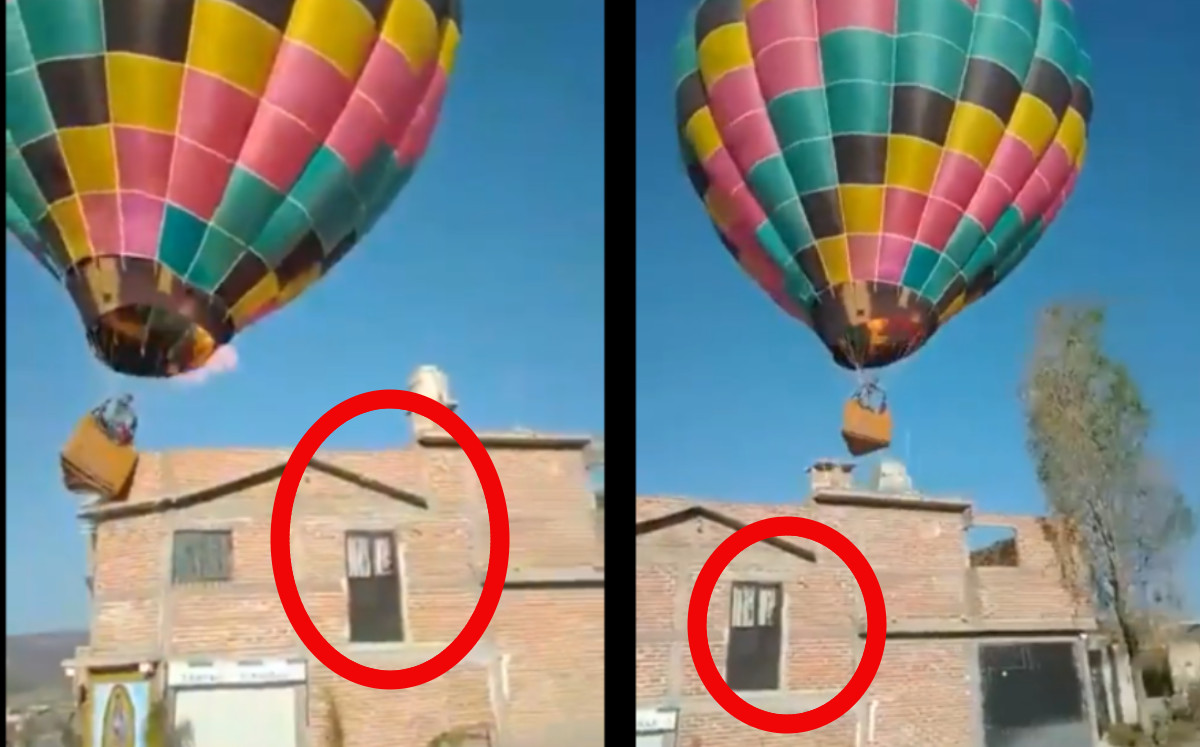 Por qué hay una puerta en negra en segundo piso de la casa; dueño del tinaco derribado por globo  aerostático responde. (Especial)