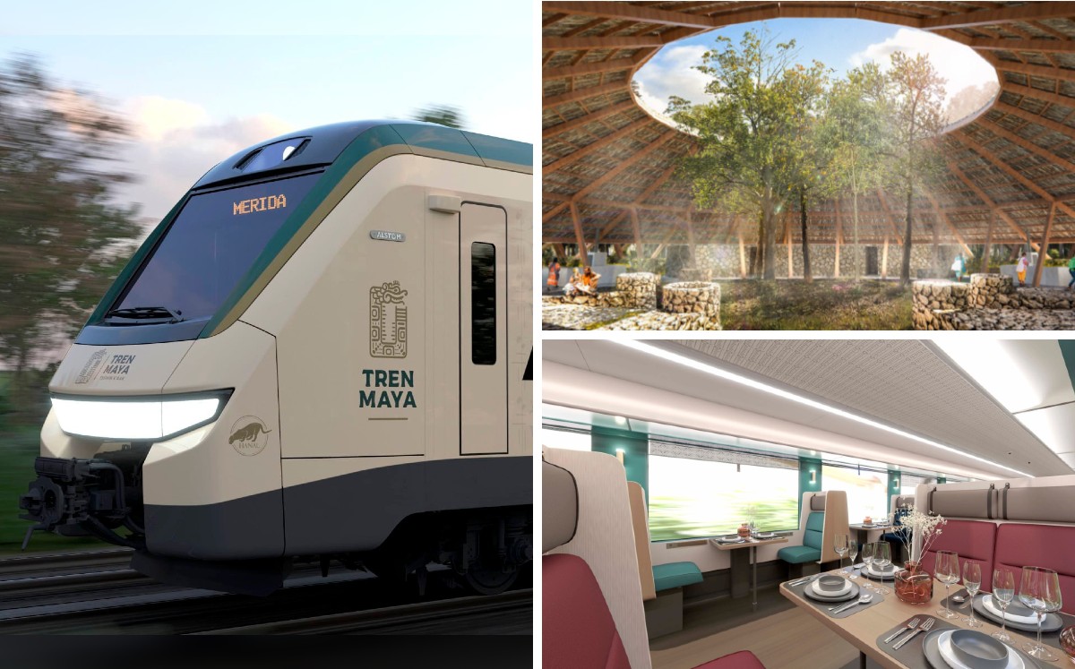 Los nuevos diseños del Tren Maya fueron presentados durante el Tianguis Turístico en Yucatán. (Fonatur)