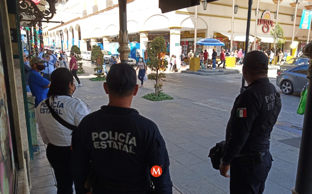 Policía de Tamaulipas vigila en zona centro de Tampico. (Jesús García)