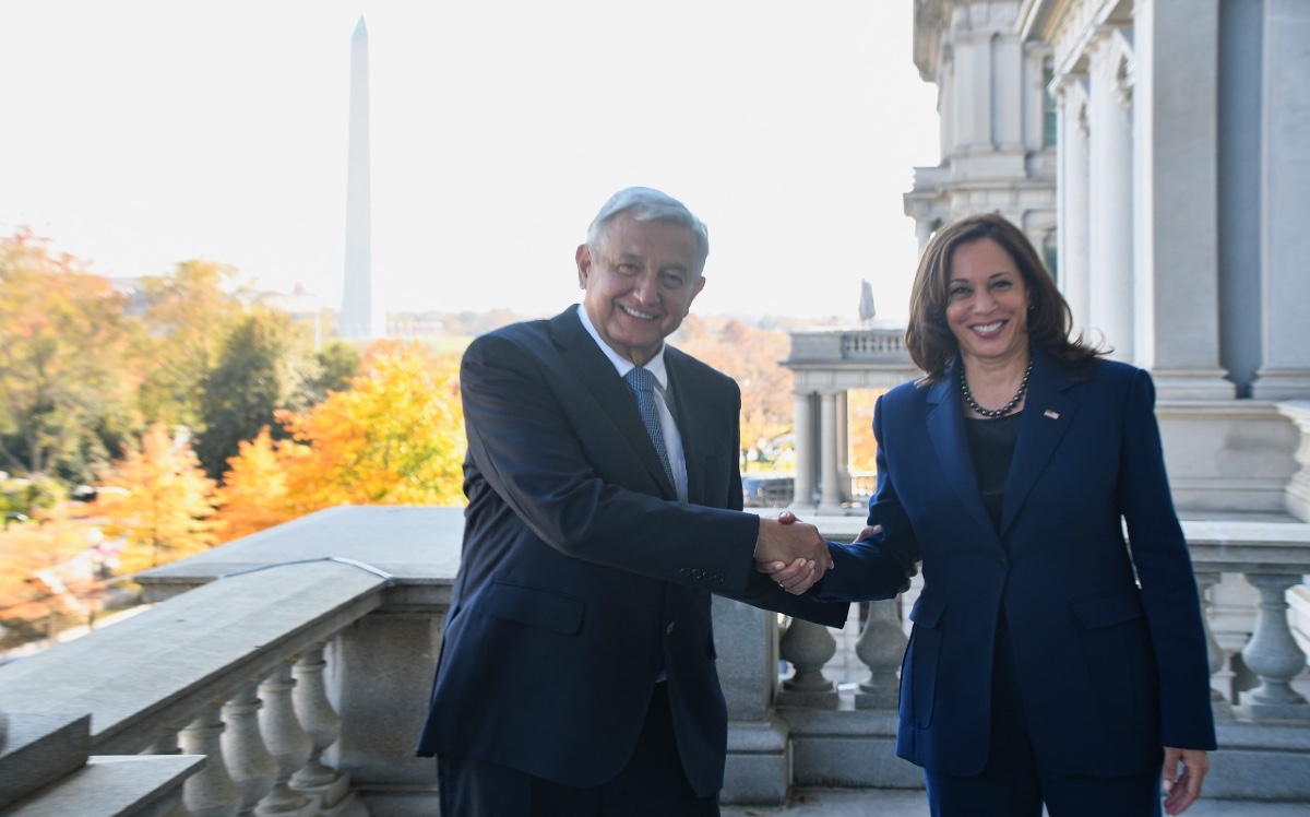 Andres Manuel Lopez Obrar y Kamala Harris en Washington. | Twitter