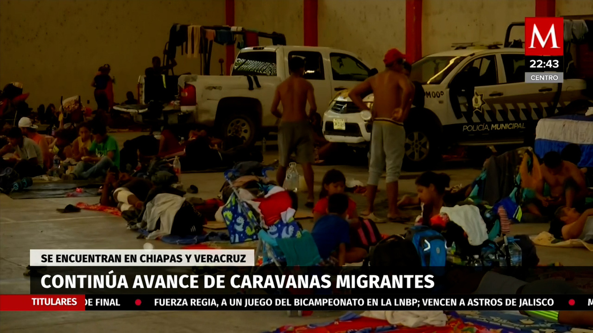 Migrantes en caravana se desplazan por Veracruz y Chiapas