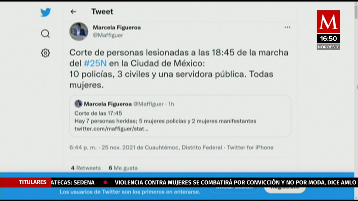 Van 14 mujeres lesionadas durante marcha: SSC