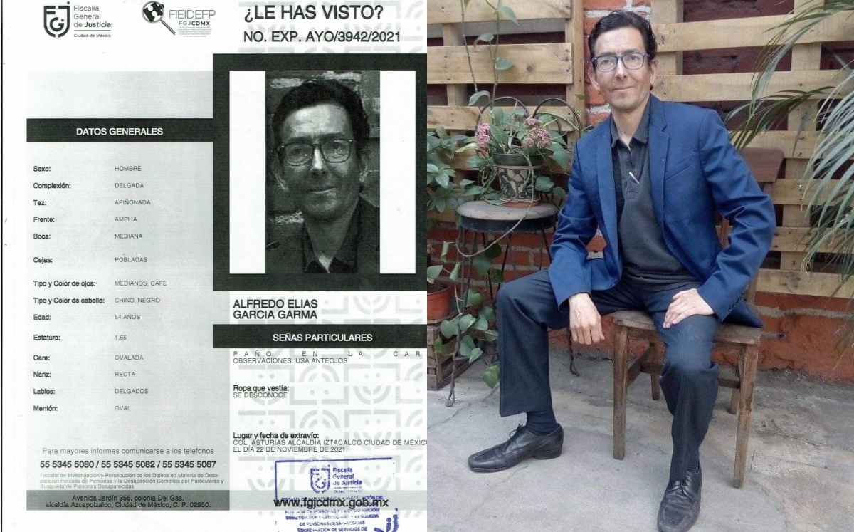 Alfredo Elías García Garma, de 54 años está desaparecido desde el 22 de noviembre