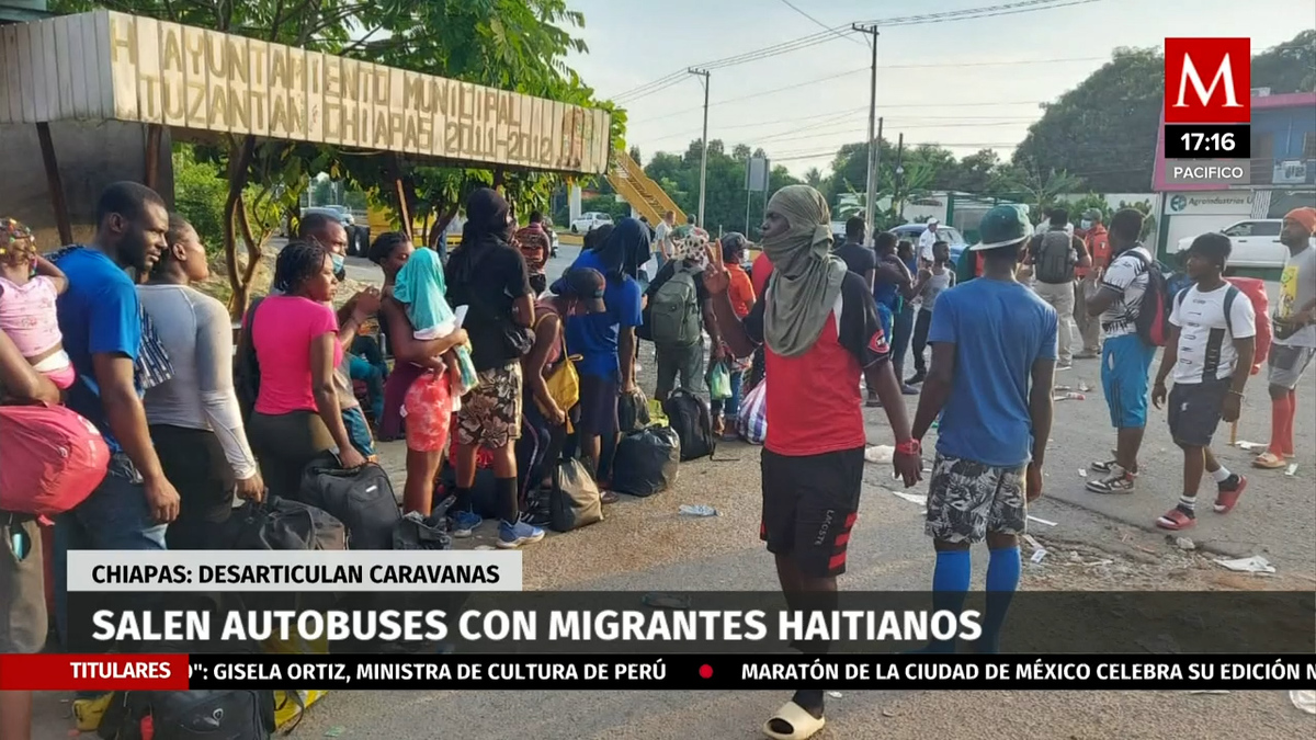 Salen autobuses con migrantes haitianos en Chiapas