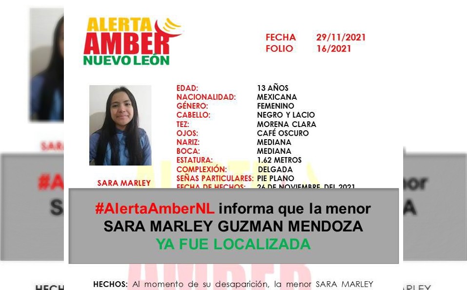 La adolescente fue encontrada gracias a un reporte ciudadano.
