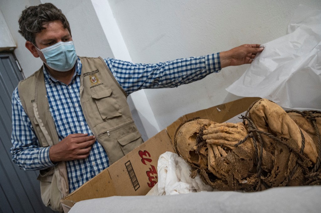 La momia fue hallada durante una excavación en una ciudad arqueológica a las afueras de Lima. (AFP)