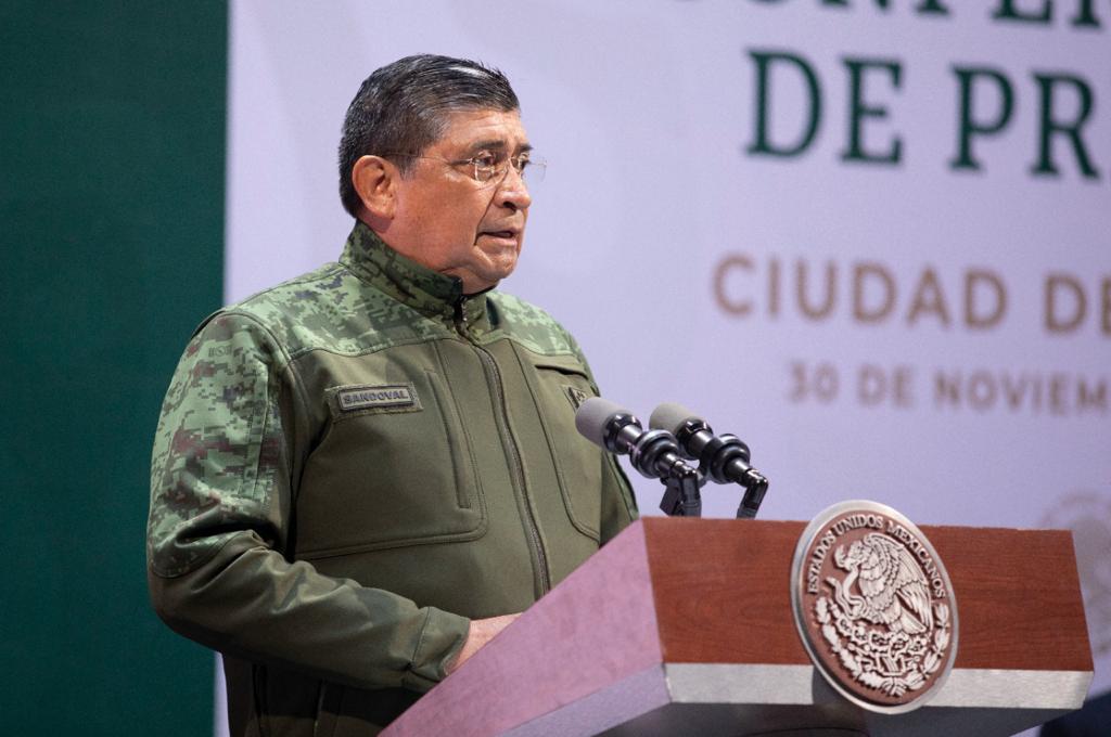 El secretario Luis Cresencio Sandoval  en conferencia de prensa. (Especial)