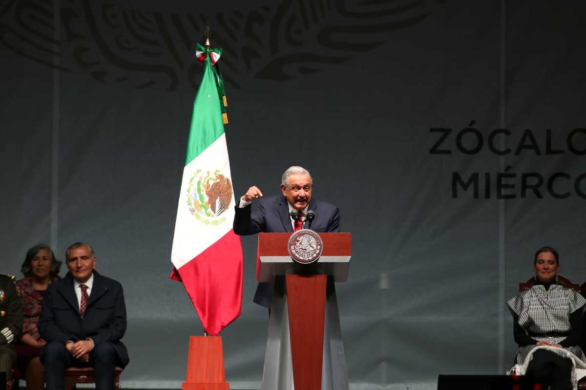 El Presidente durante su mensaje en Palacio Nacional. (Octavio Hoyos)