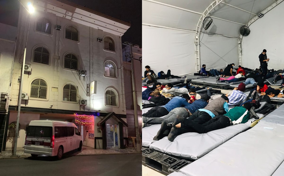 Rescatan a 105 migrantes hacinados en un hotel de Monterrey. Foto: Especial.