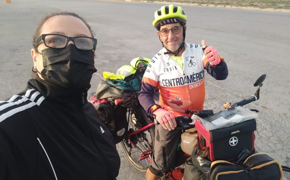 El cicloviajero José Antonio García Ibáñez recorre el país e hizo escala en Tamaulipas.