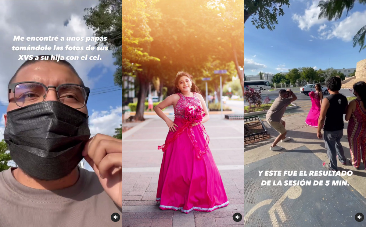 Fotógrafo toma fotos a quinceañera que encontró sin cámaras (Instagram).