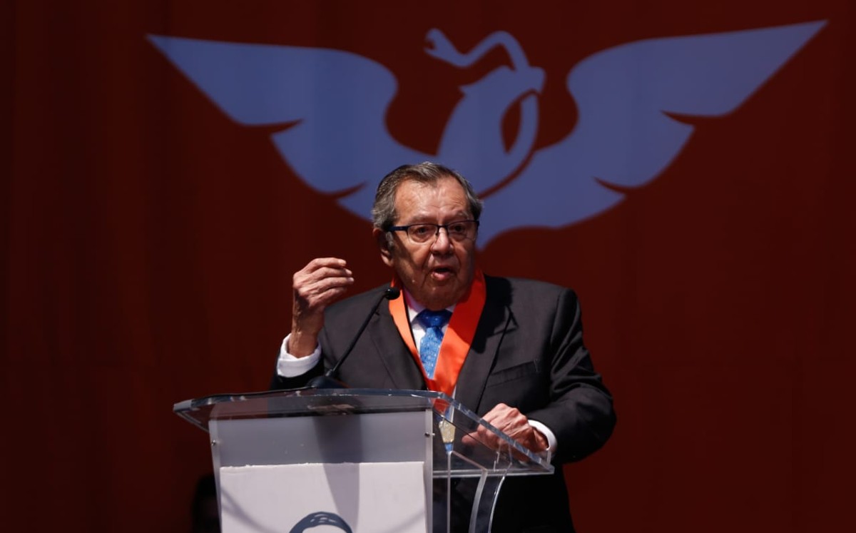 Muñoz Ledo expuso en un discurso de 45 minutos el camino de la transición democrática en México. | Araceli Lopez