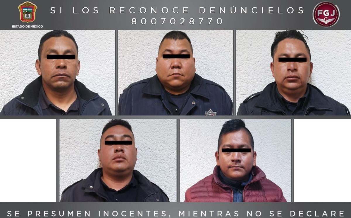 Los cinco elementos fueron detenidos y presentados al Ministerio Público.