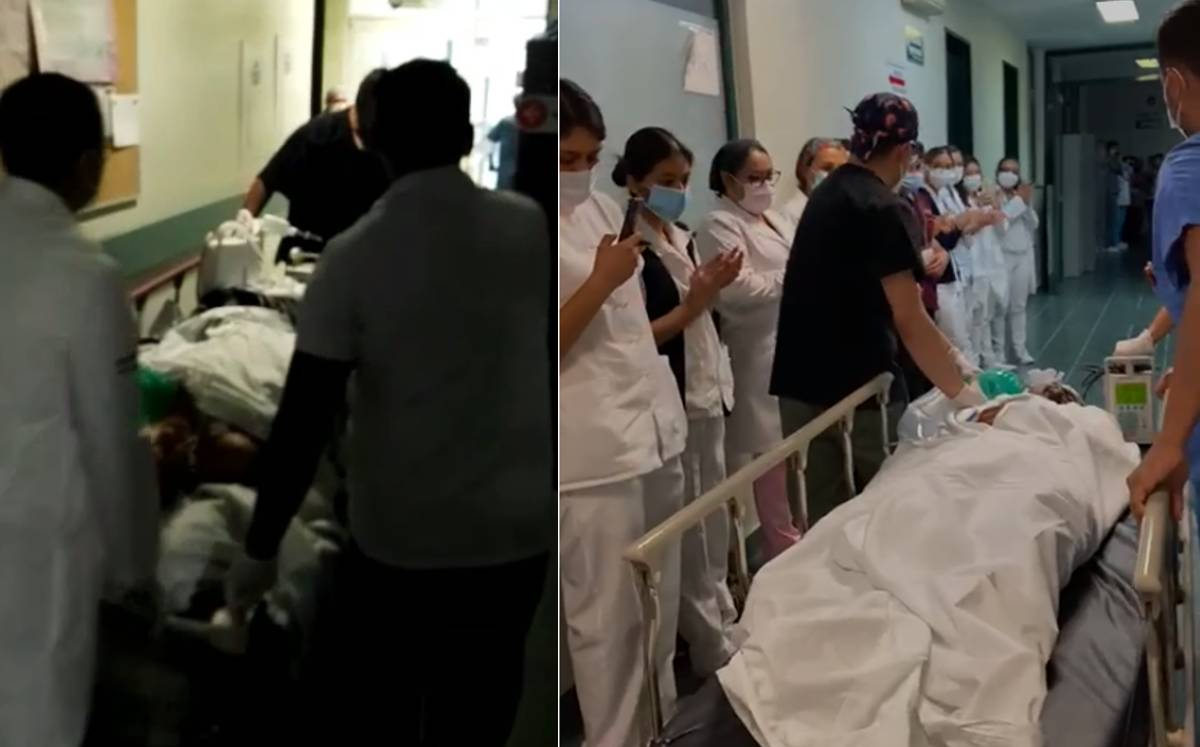 Armando fue trasladado al quirófano entre aplausos por parte del personal del Hospital General de Celaya.
