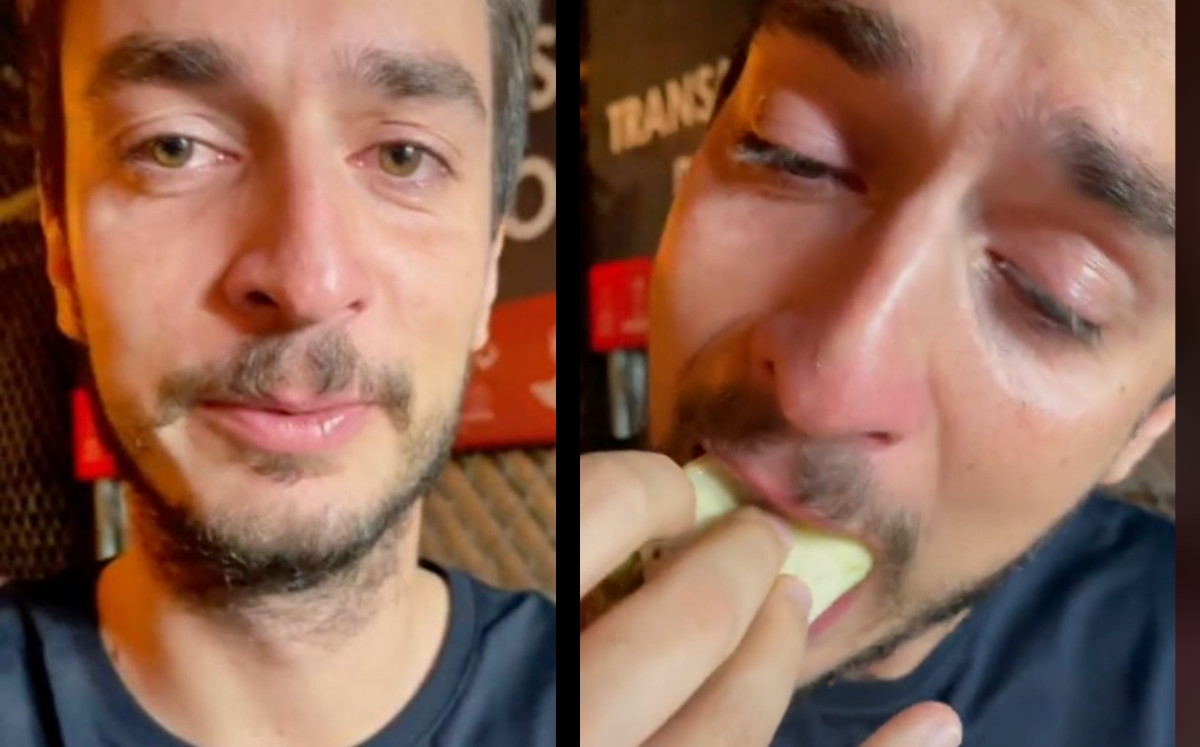 Extranjero alemán llora al probar por primera vez los tacos en México. |Especial