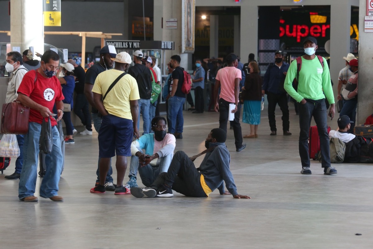 Los haitianos van tejiendo una postal de una ciudad cosmopolita dentro y fuera de la Central de Autobuses. Foto: Raúl Palacios