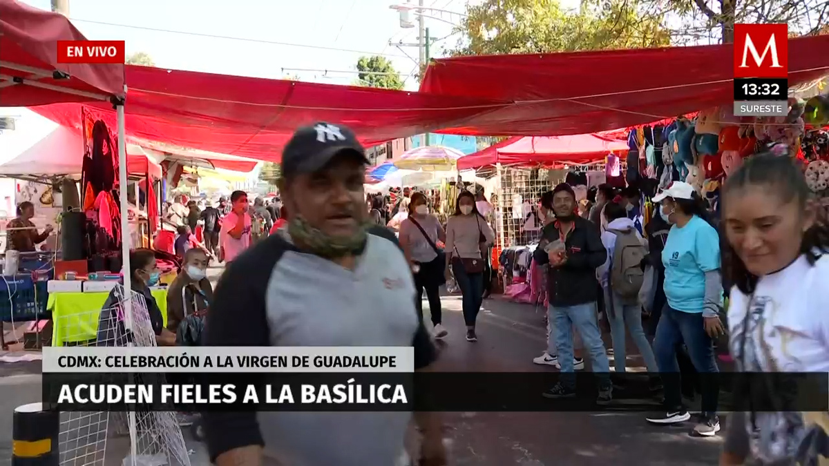 Afluencia de peregrinos celebrando a la virgen de Guadalupe