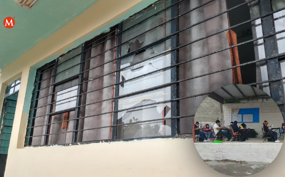 Alumnos toman clases al aire libre por robo a escuela (Sandra Sosa)