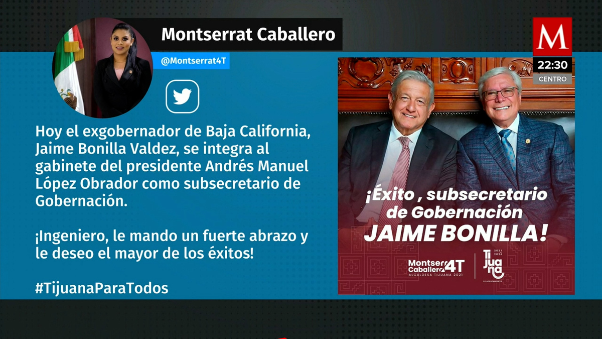 Alcaldesa de Tijuana 'destapa' a Jaime Bonilla como subsecretario de Gobernación