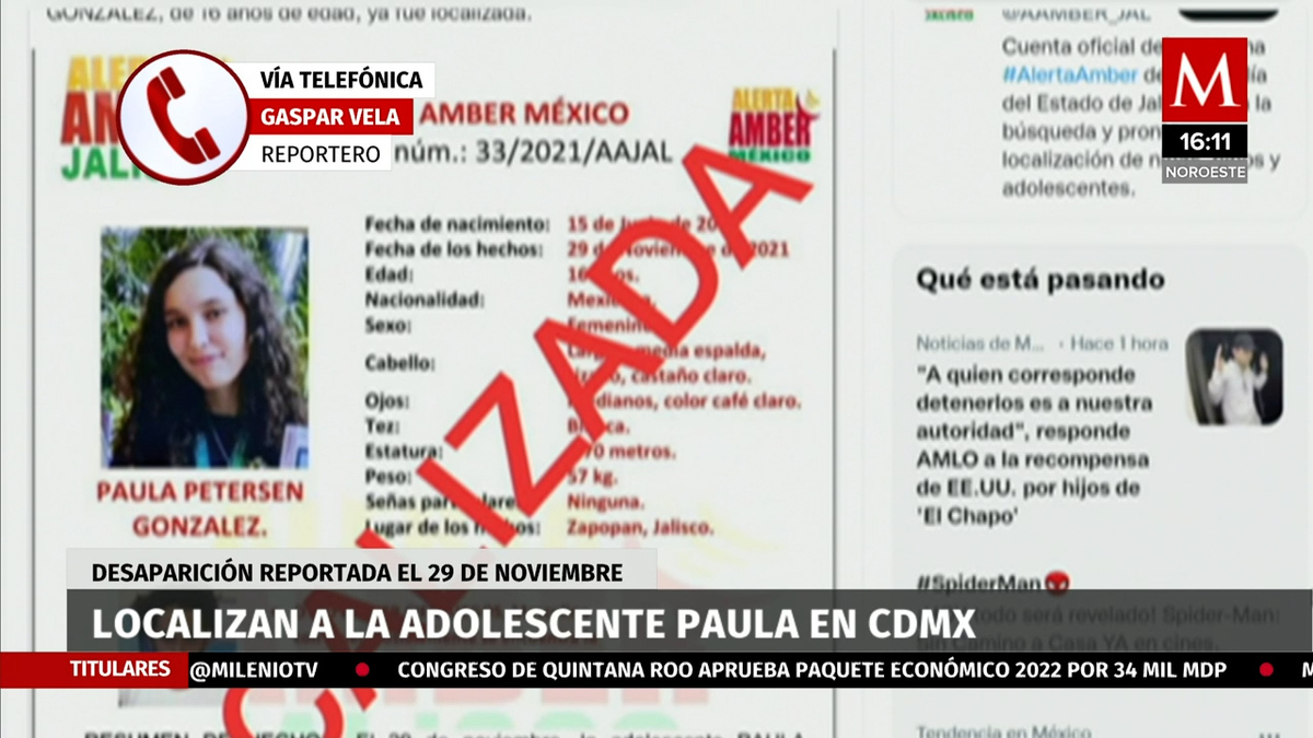 Localizan a la adolescente Paula en la Ciudad de México