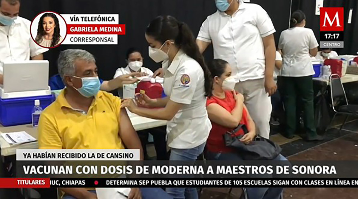 Vacunan con dosis de moderna a maestros de Sonora