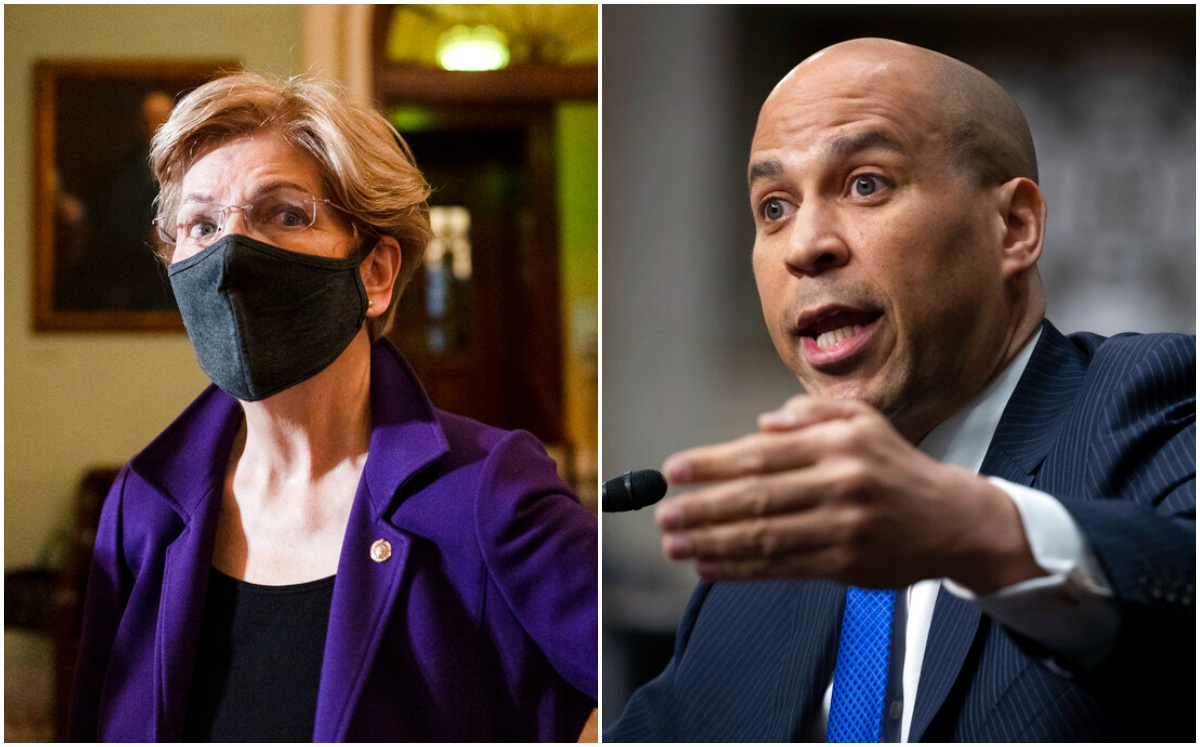 Elizabeth Warren y Cory Cooker, senadores demócratas. (AP / Archivo)
